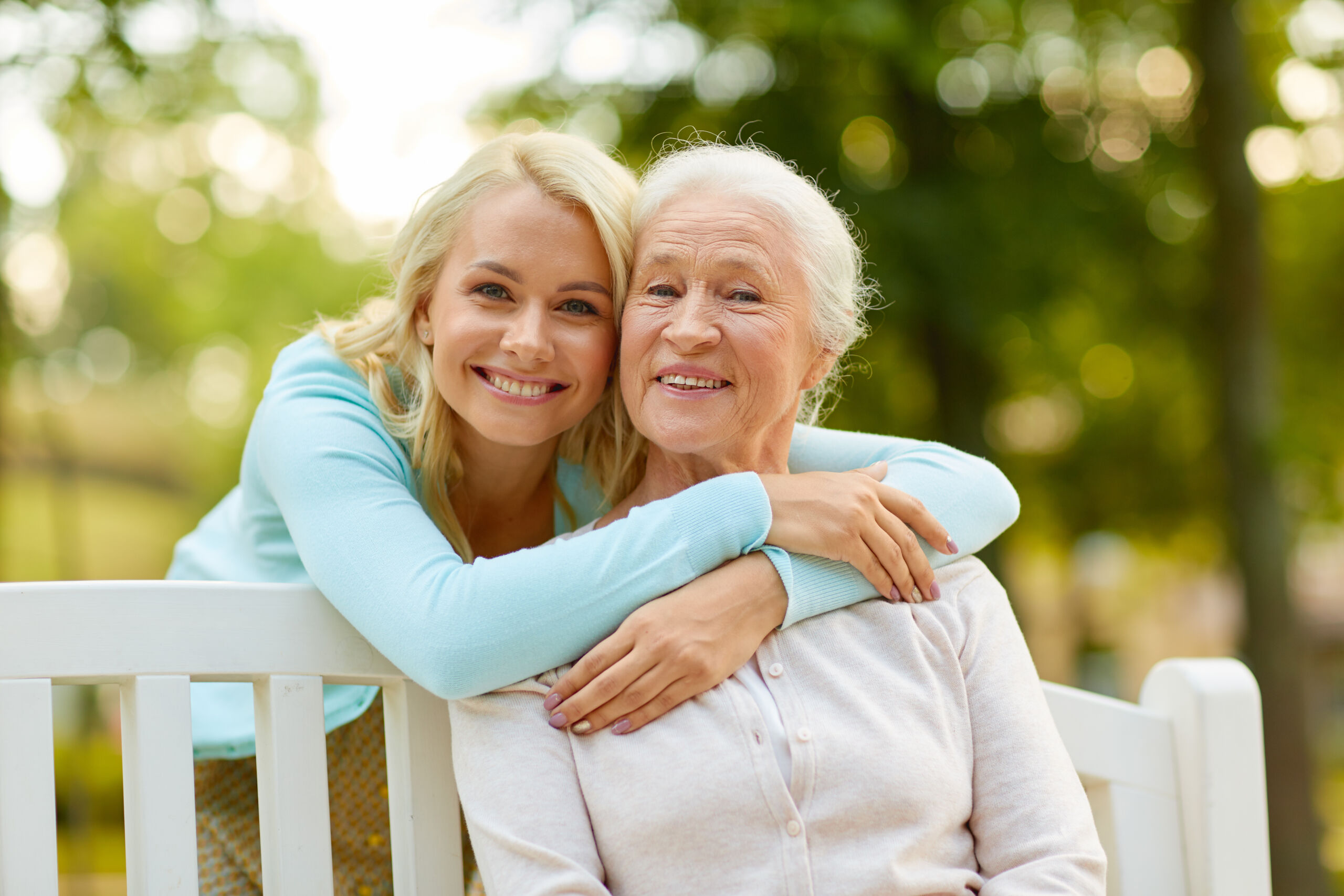 Two women smiling